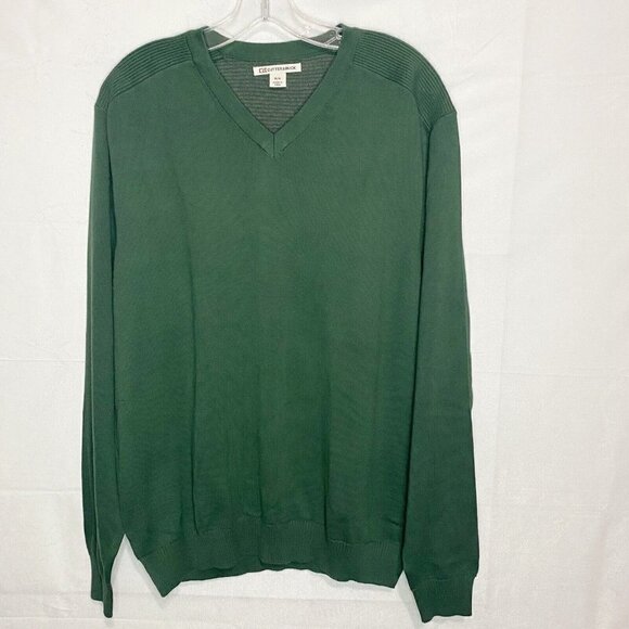 NWOT Cutter & Buck Cotton V-Neck Pullover Sweater Mens  Medium Dark Green - Picture 1 of 6